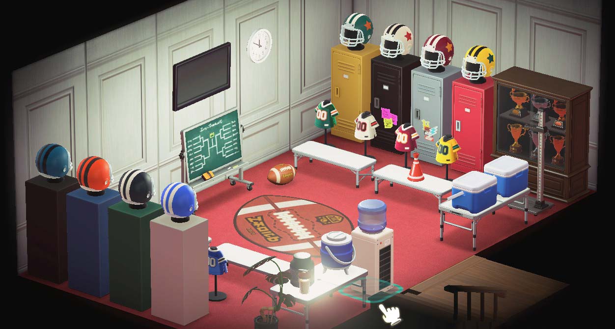 Football Locker Room Sets (48 items) ACNH Theme Animal Crossing New